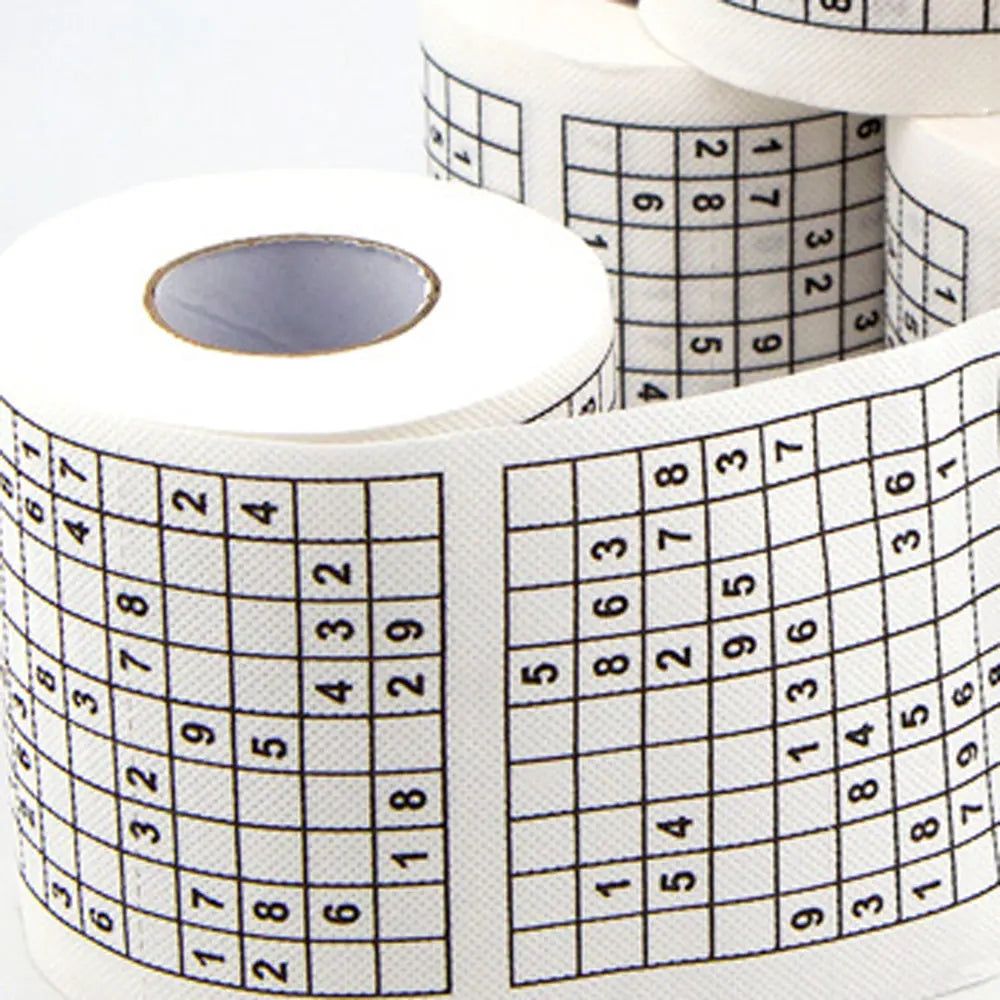 Sudoku Game Toilet Paper, Office and Home Puzzle Roll Paper, Home Creative Fun Toilet Paper, Wood Pulp Toilet Paper