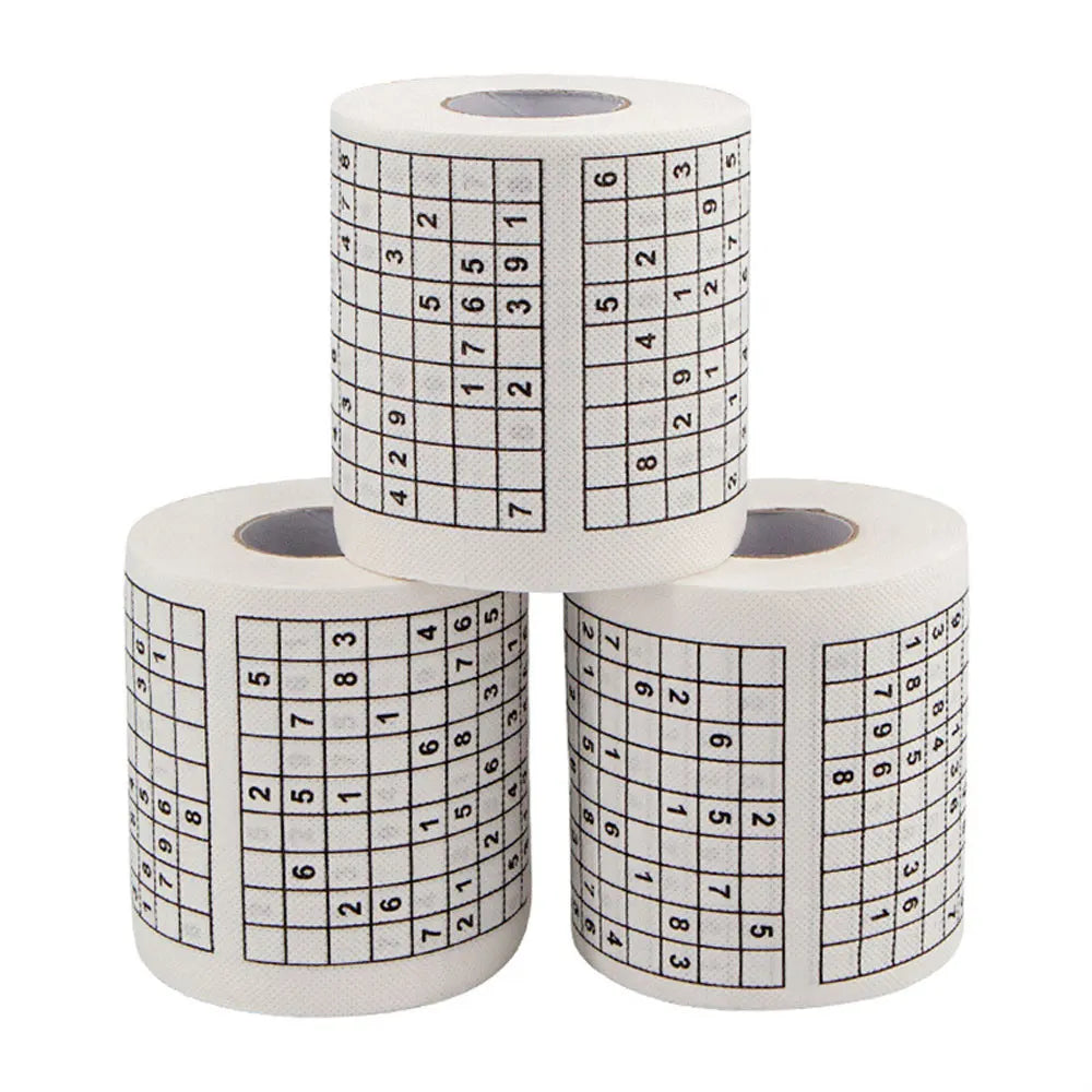 Sudoku Game Toilet Paper, Office and Home Puzzle Roll Paper, Home Creative Fun Toilet Paper, Wood Pulp Toilet Paper