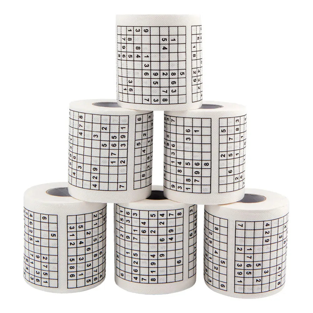 Sudoku Game Toilet Paper, Office and Home Puzzle Roll Paper, Home Creative Fun Toilet Paper, Wood Pulp Toilet Paper